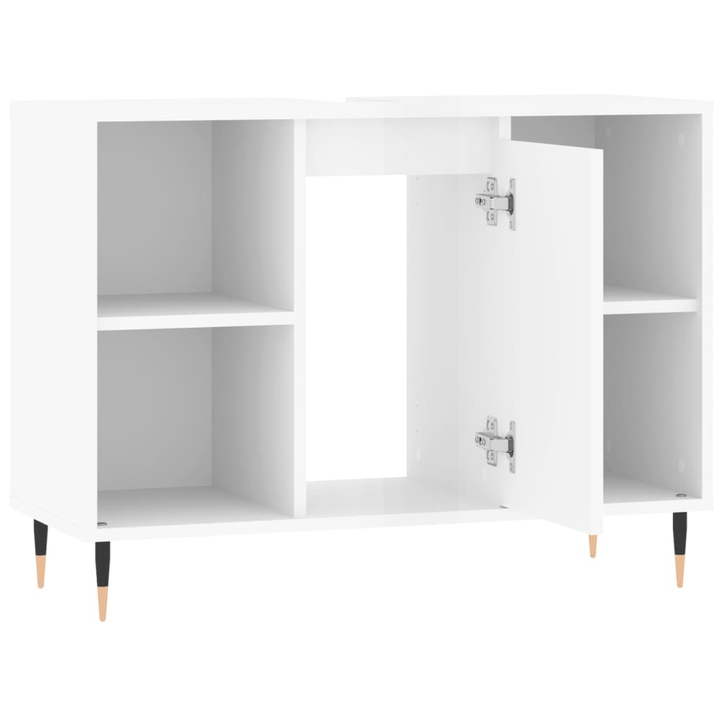 vidaXL Armário WC 80x33x60 cm derivados de madeira branco brilhante