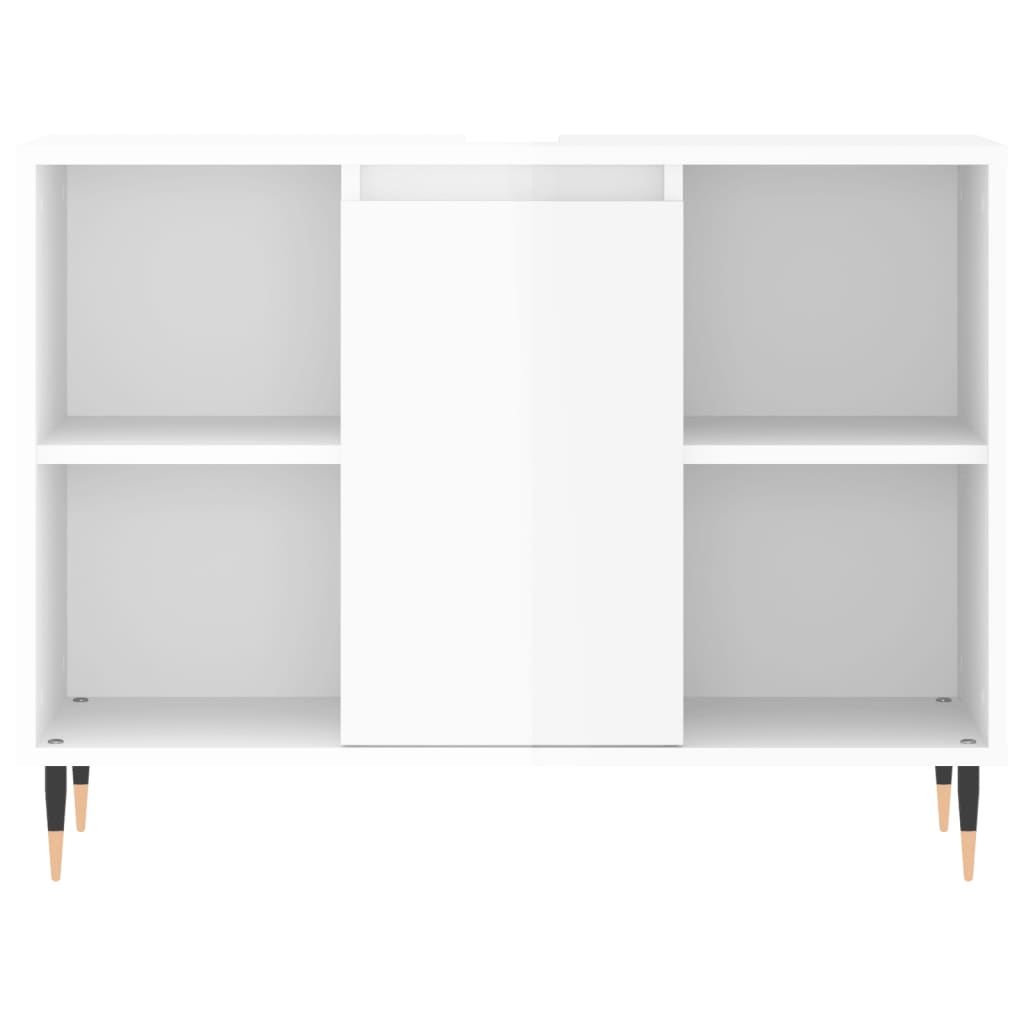 vidaXL Armário WC 80x33x60 cm derivados de madeira branco brilhante