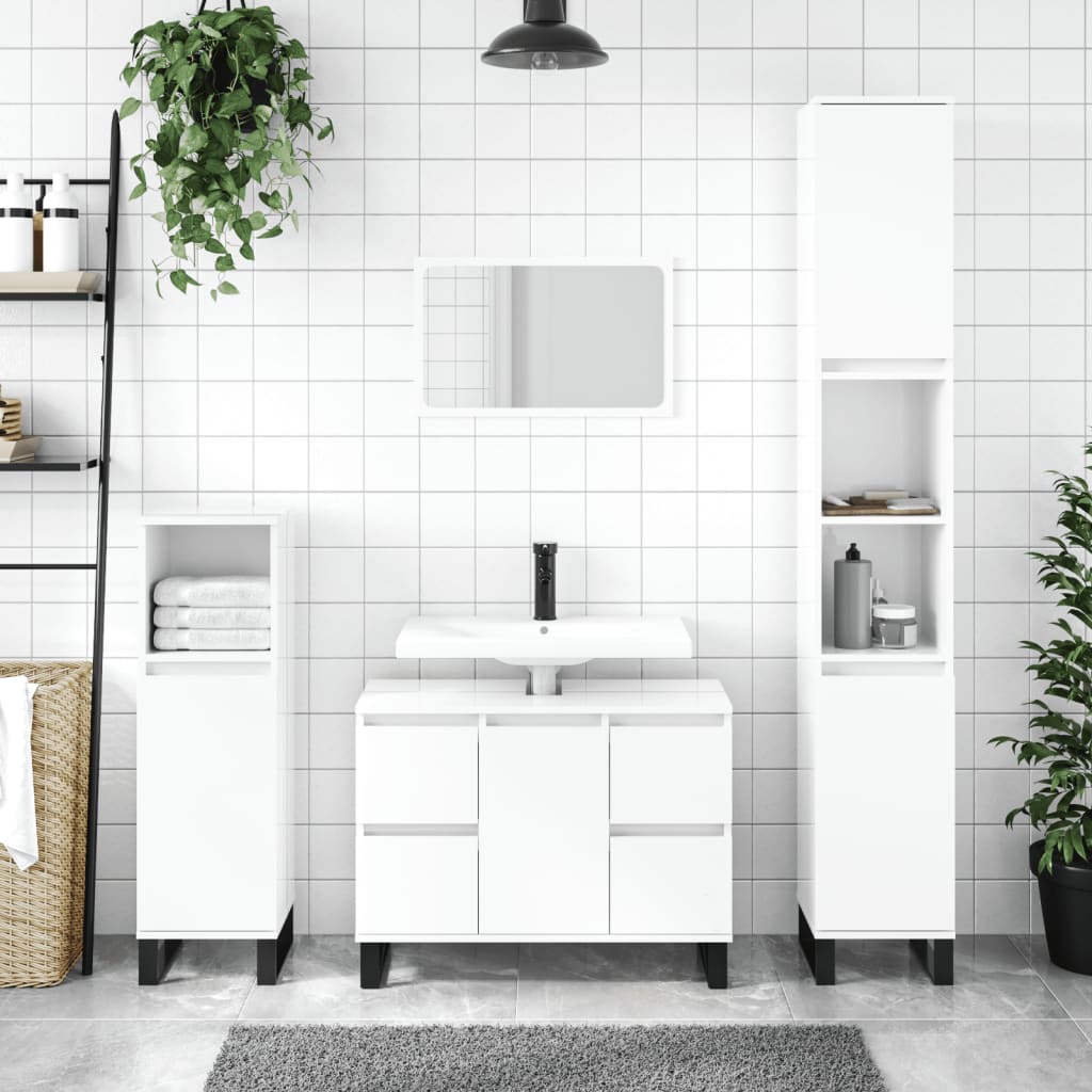 vidaXL Armário WC 80x33x60 cm derivados de madeira branco brilhante