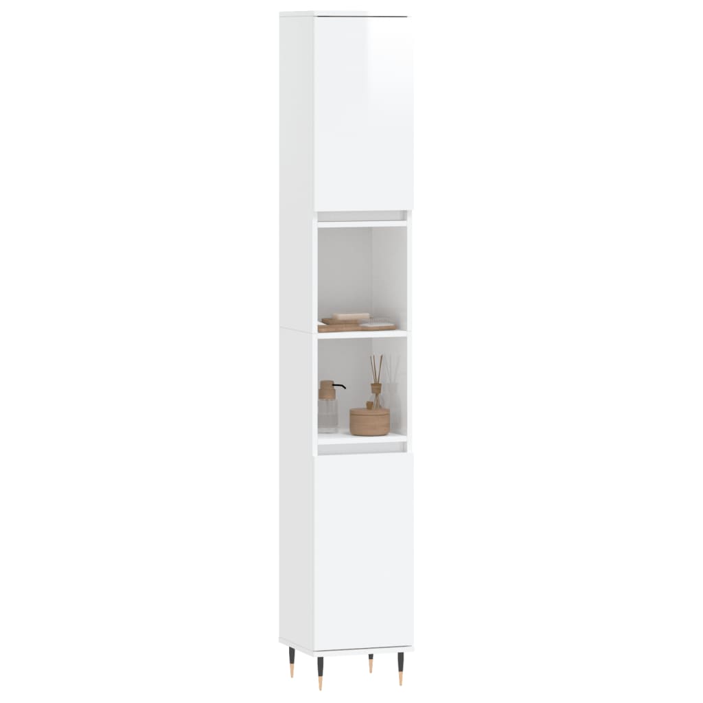 vidaXL Armário WC 30x30x190 cm derivados de madeira branco brilhante