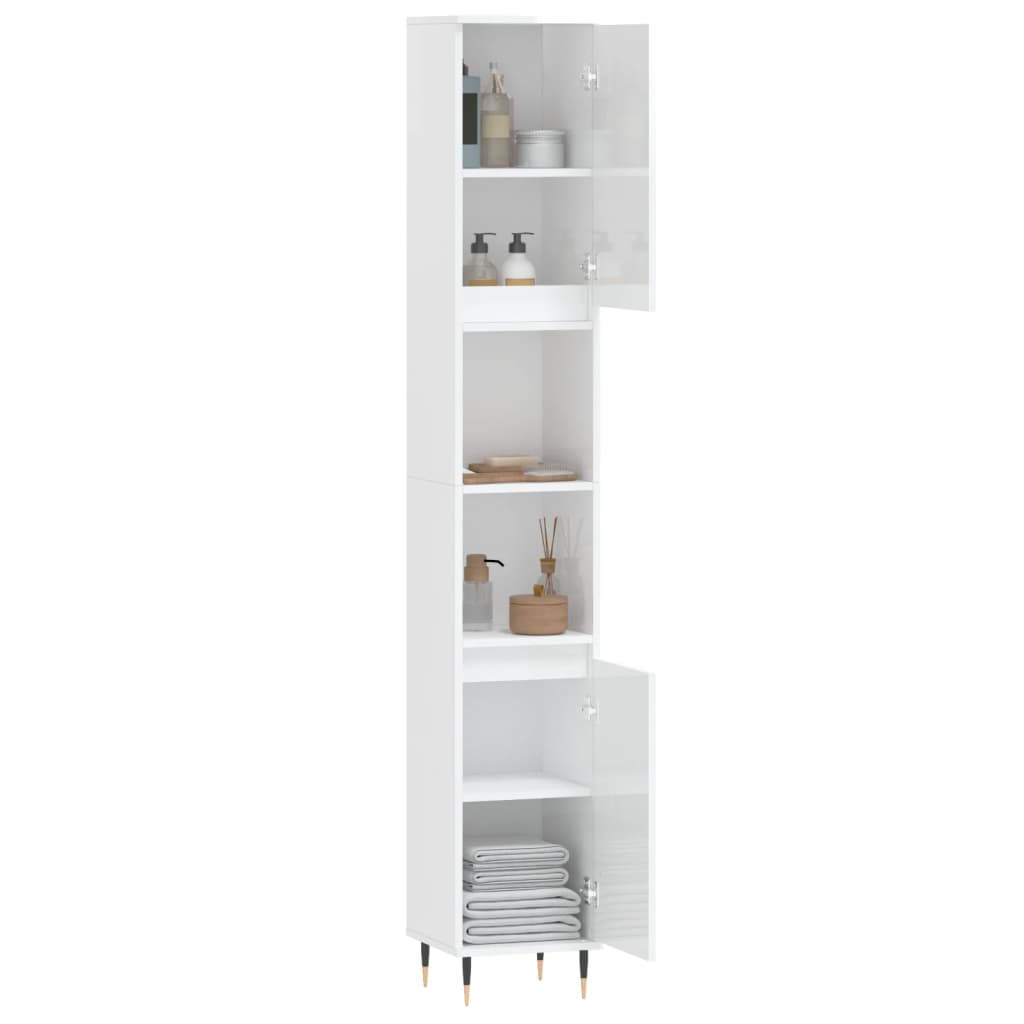 vidaXL Armário WC 30x30x190 cm derivados de madeira branco brilhante