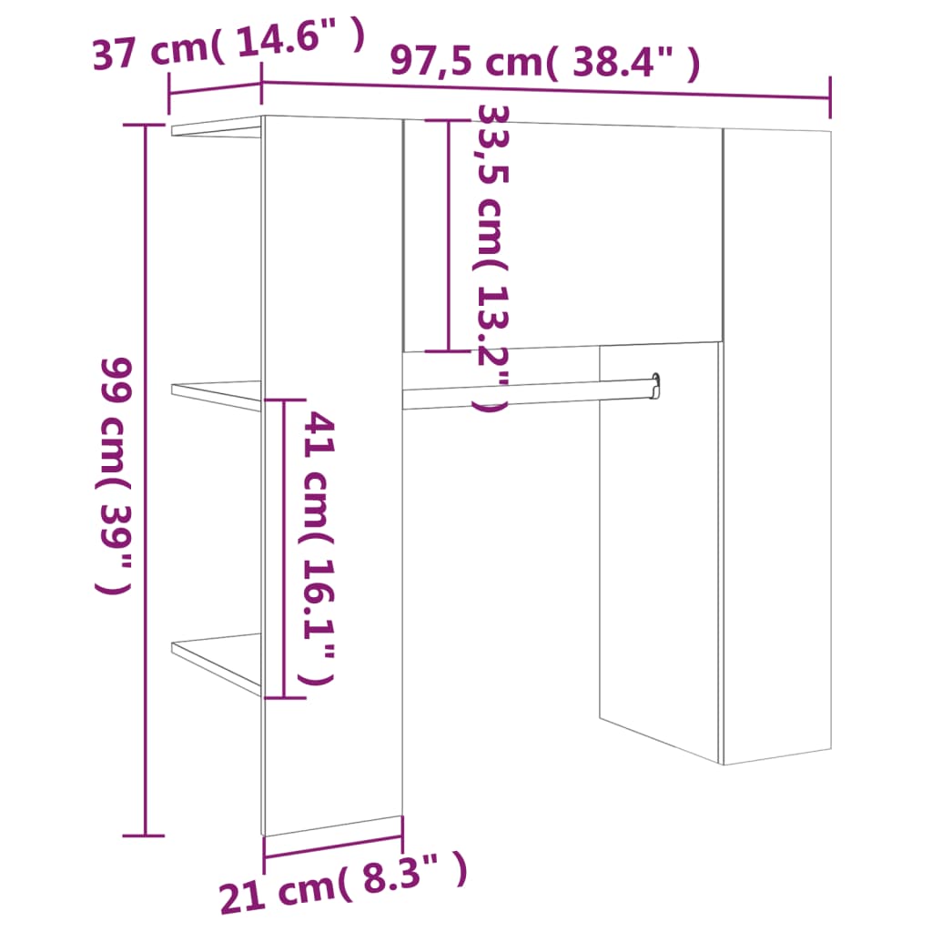 vidaXL Armário corredor 97,5x37x99cm derivados madeira carvalho sonoma