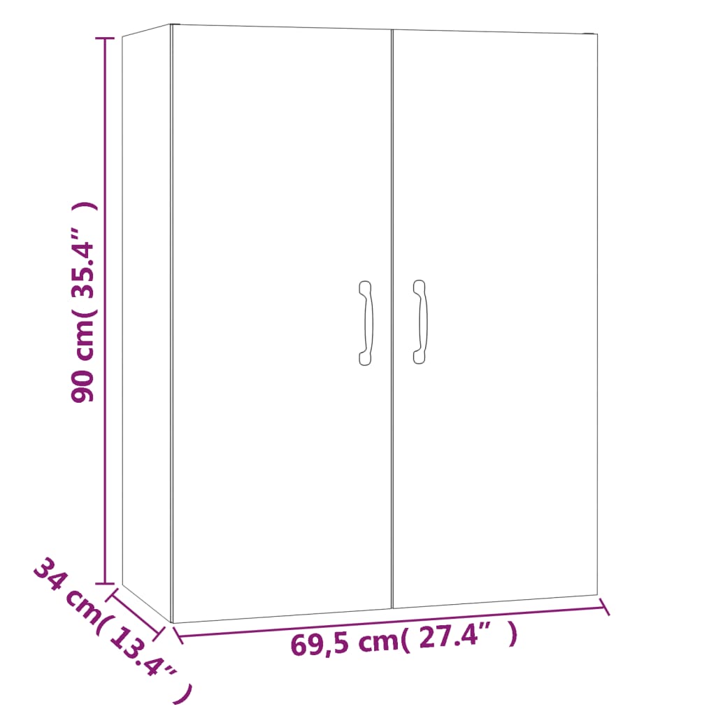 vidaXL Armário suspenso 69,5x34x90 cm derivados de madeira cor sonoma