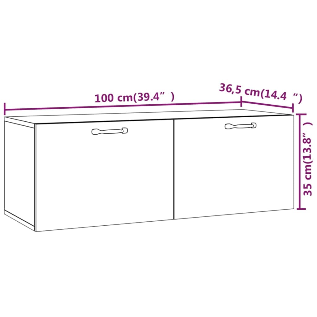 vidaXL Armário parede 100x36,5x35cm derivados de madeira cinza cimento