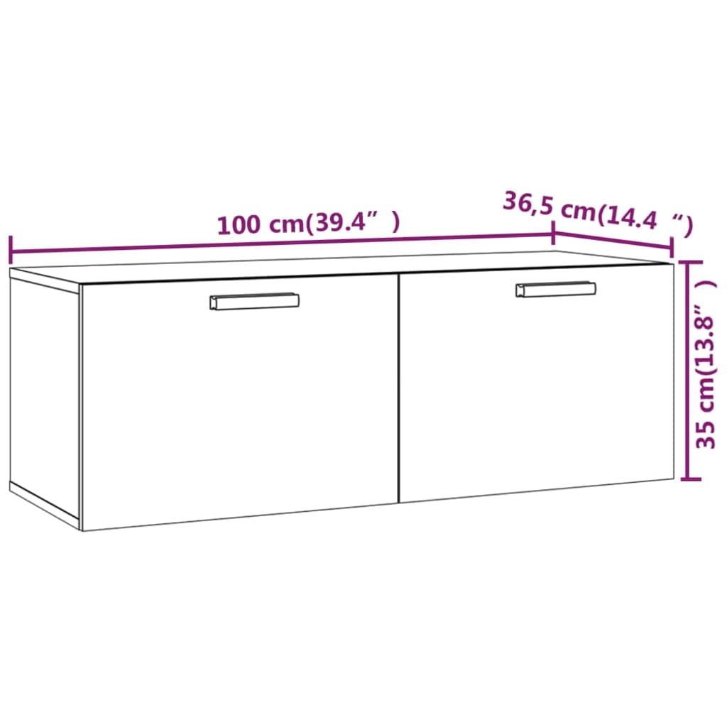 vidaXL Armário parede 100x36,5x35 cm derivados de madeira preto