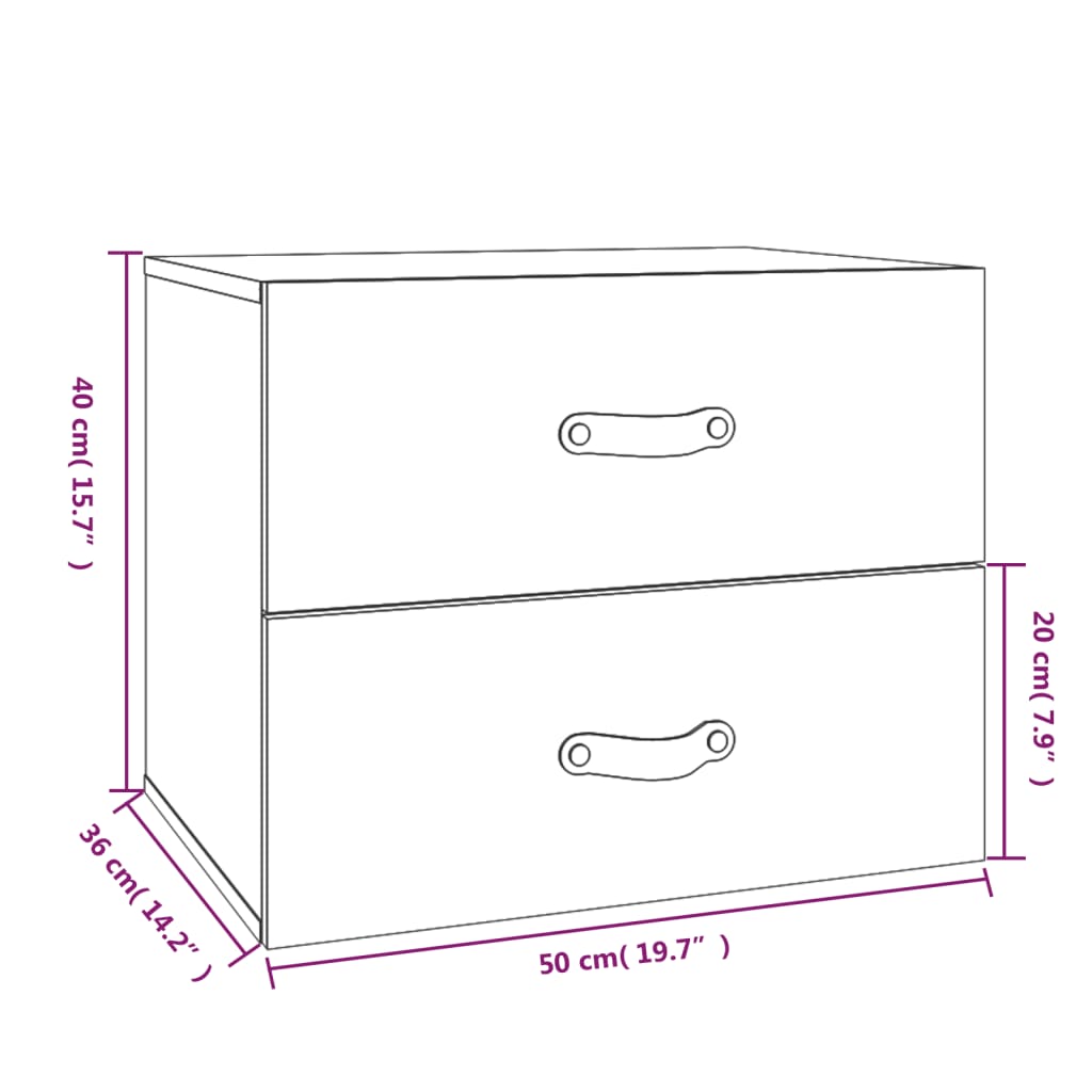 vidaXL Mesa de cabeceira de parede 50x36x40 cm branco