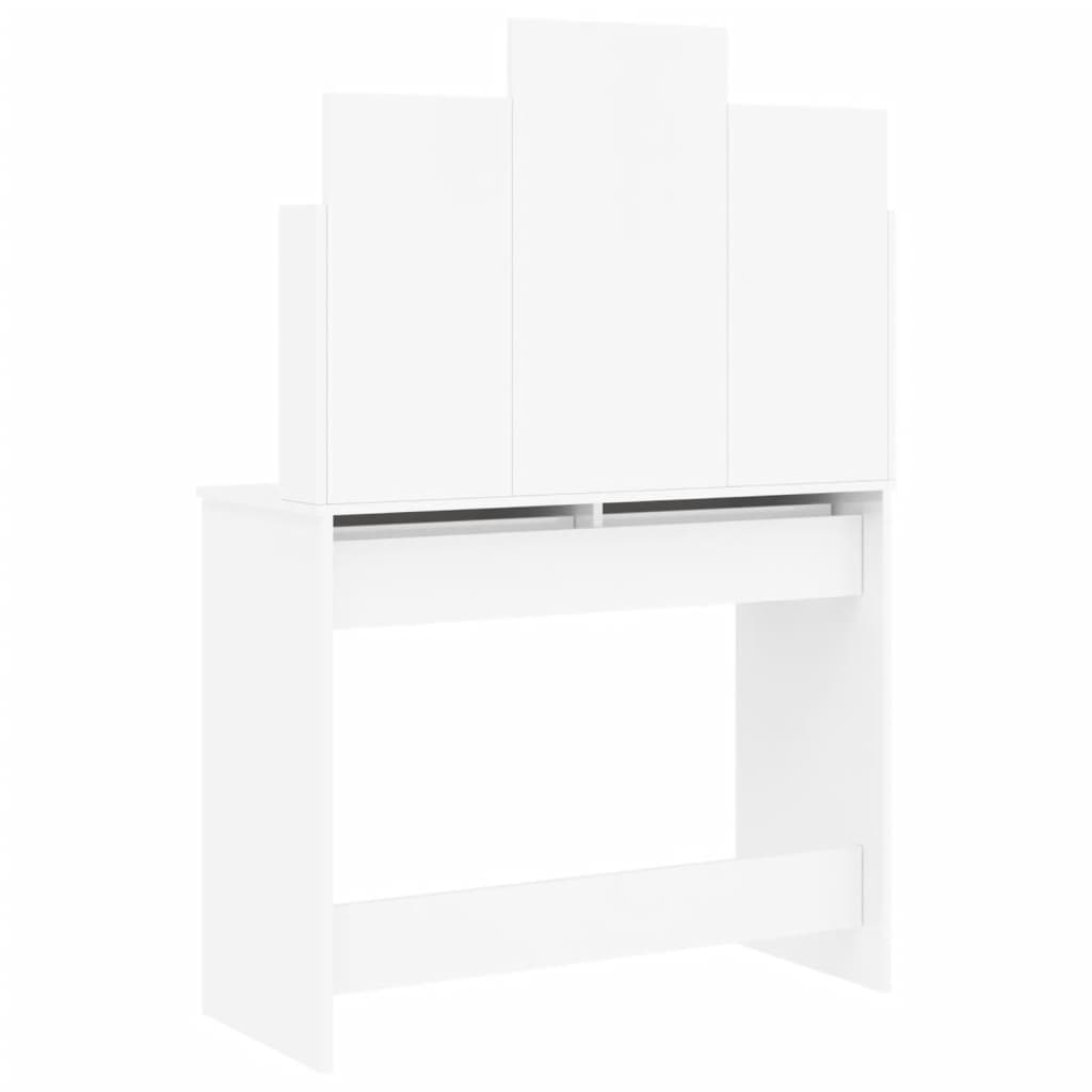 vidaXL Toucador com espelho 96x39x142 cm branco brilhante