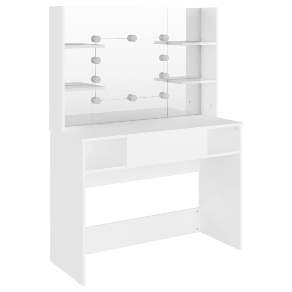 vidaXL Mesa de maquilhagem c/ luzes LED 100x40x135 cm MDF branco