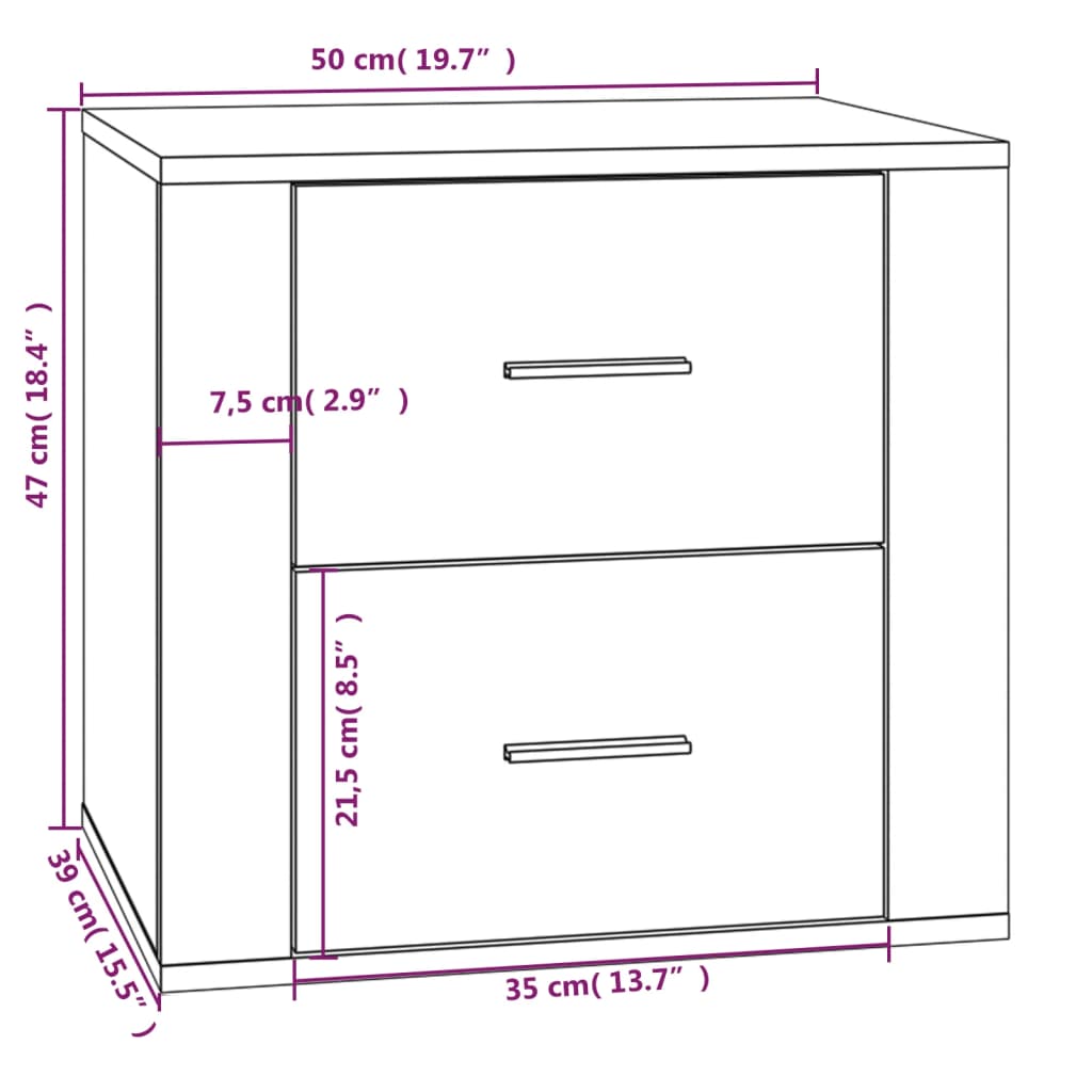 vidaXL Mesa de cabeceira 50x39x47 cm cor carvalho castanho