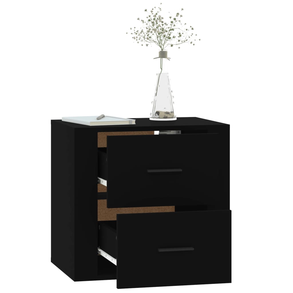 vidaXL Mesa de cabeceira de parede 50x36x47 cm preto