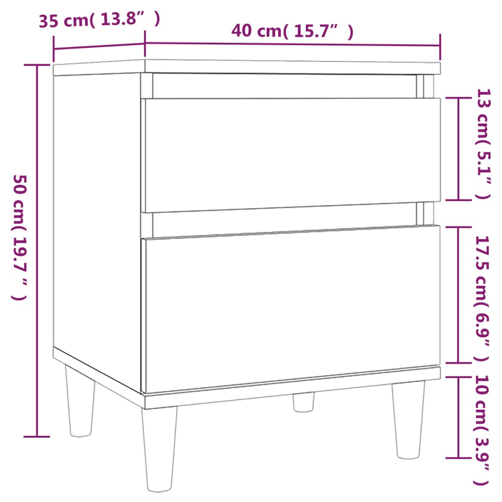 vidaXL Mesa de cabeceira 40x35x50 cm carvalho sonoma