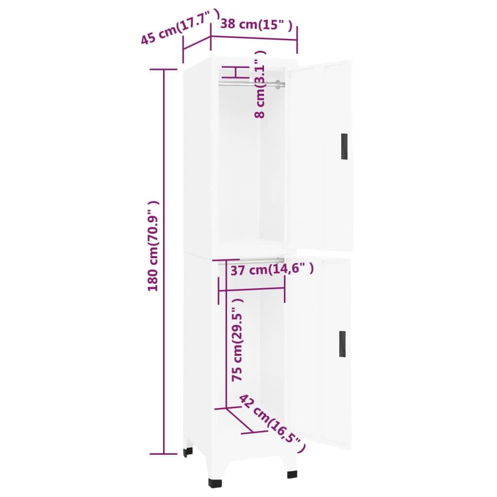 vidaXL Cacifo 38x45x180 cm aço branco