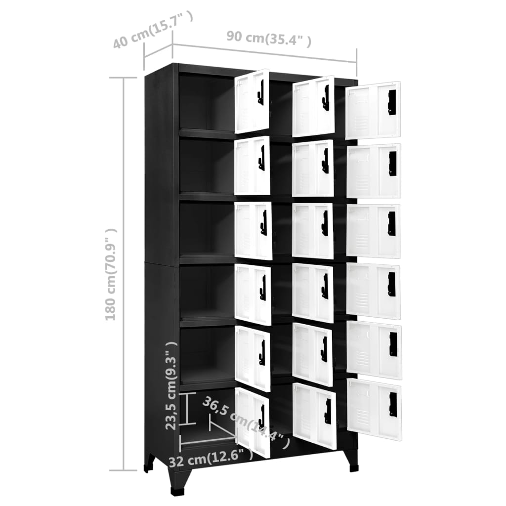 vidaXL Cacifo 90x40x180 cm aço antracite e branco