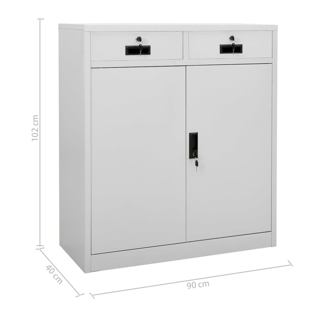 vidaXL Armário de escritório 90x40x102 cm aço cinzento-claro