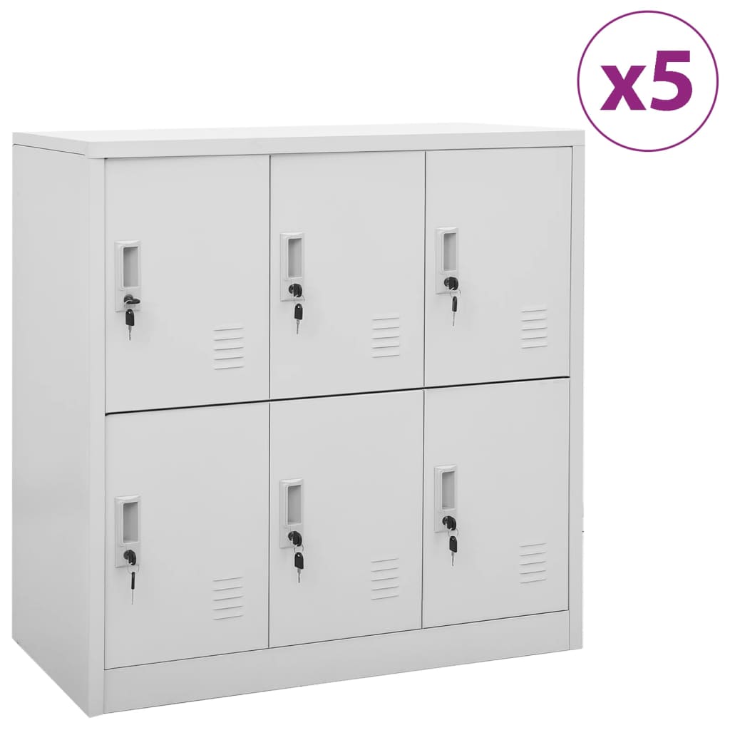 vidaXL Cacifos 5 pcs 90x45x92,5 cm aço cinzento-claro