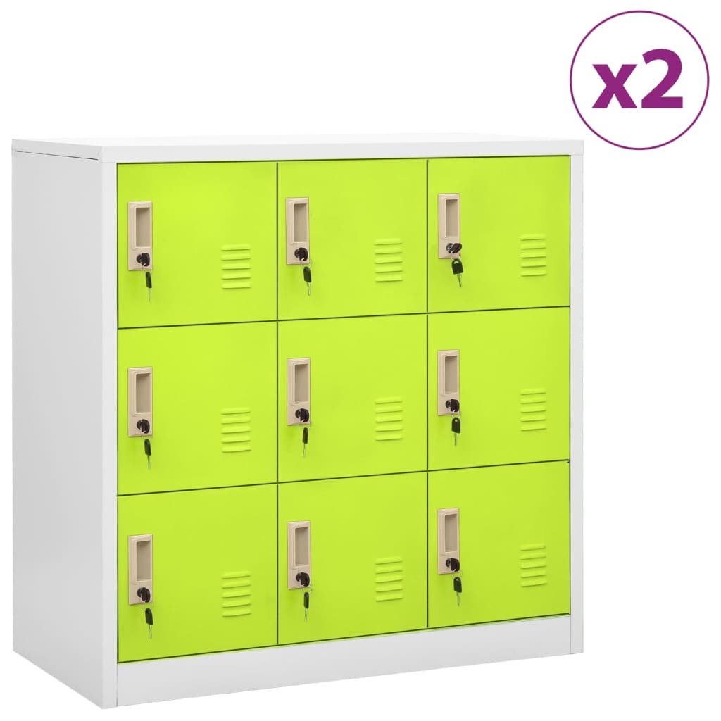 vidaXL Cacifos 2 pcs 90x45x92,5 cm aço cinzento-claro e verde