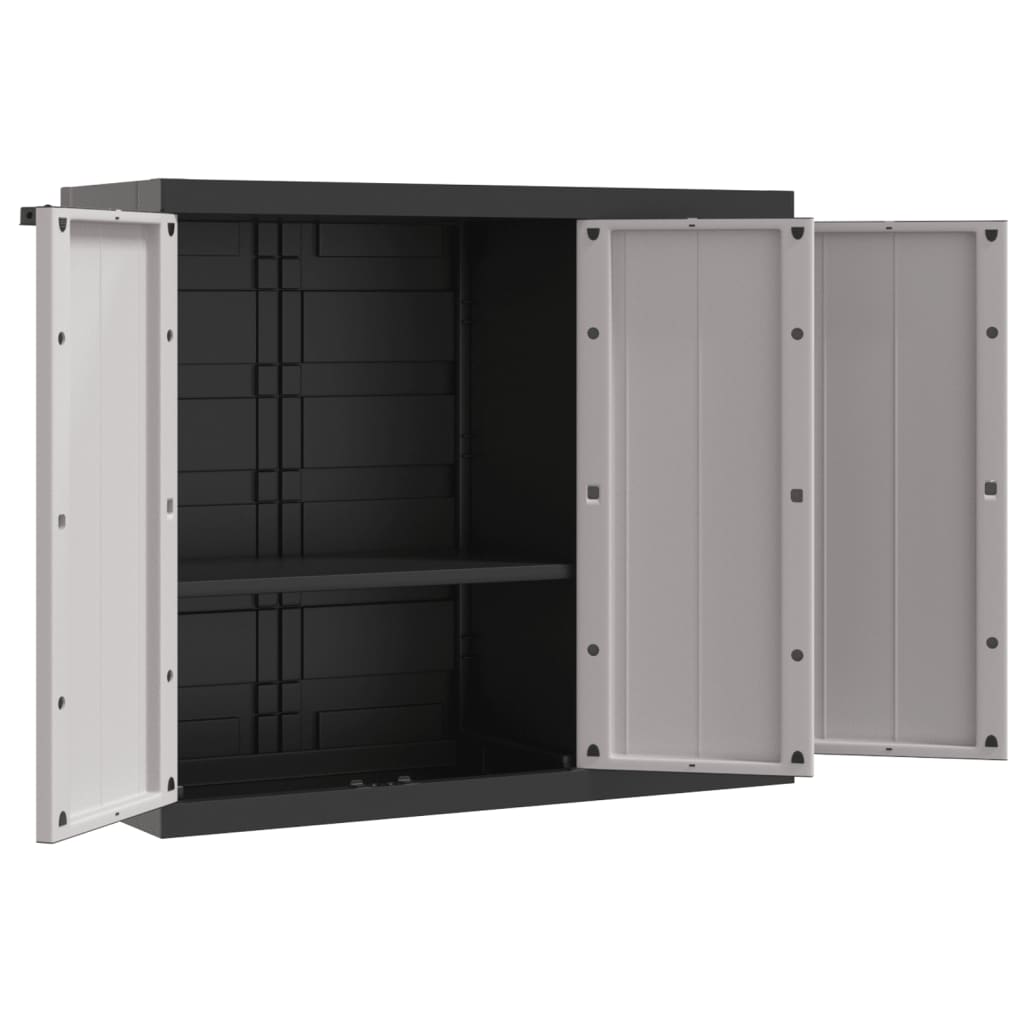 vidaXL Móvel de arrumação para exterior 97x37x85 PP cinzento e preto