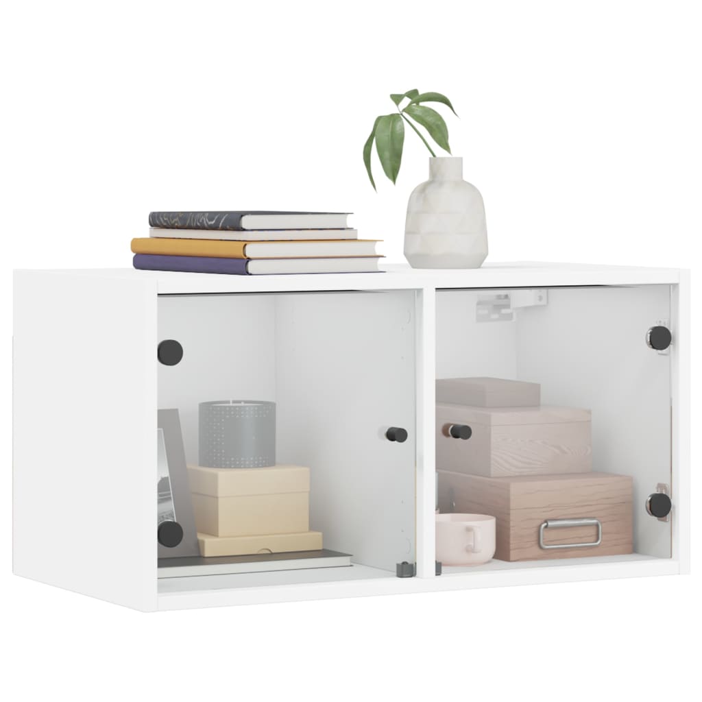 vidaXL Armário de parede c/ portas de vidro 68,5x37x35 cm branco