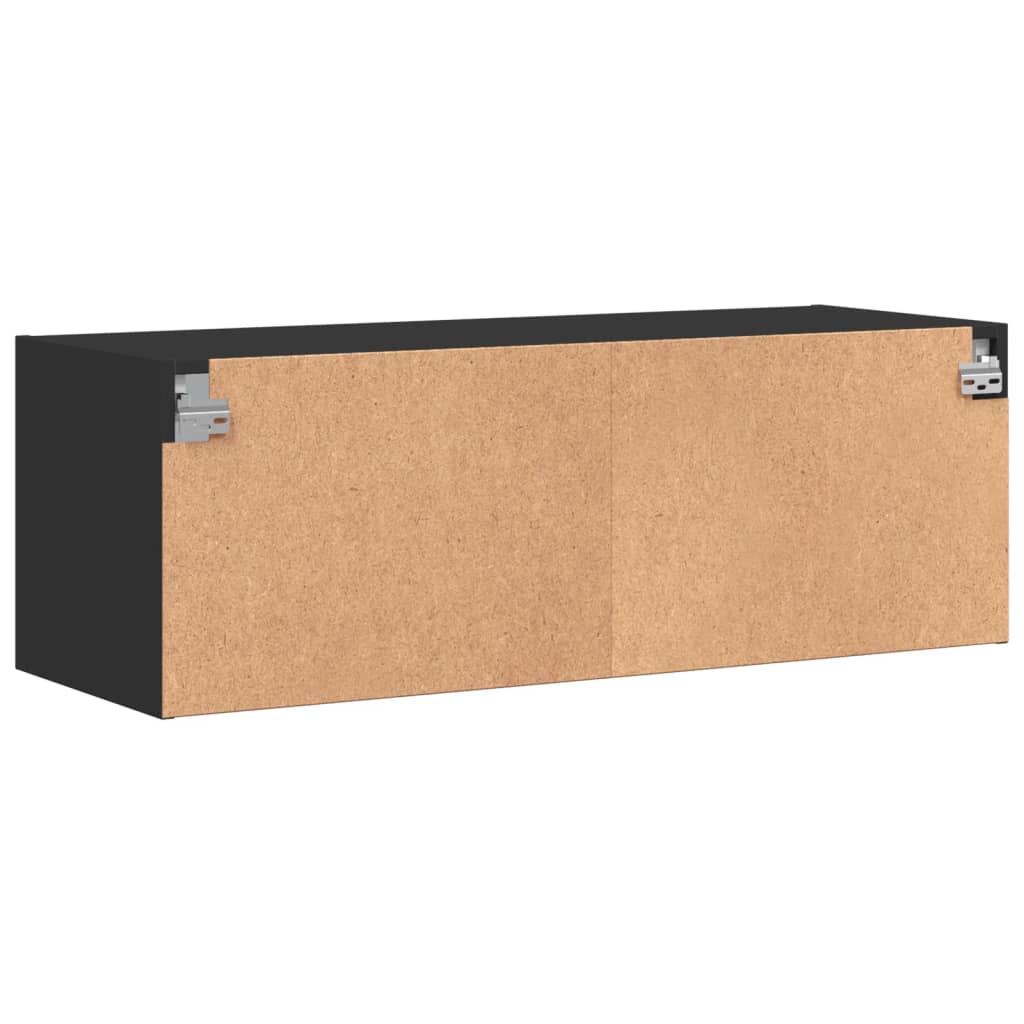 vidaXL Armário de parede c/ portas de vidro 102x37x35 cm preto