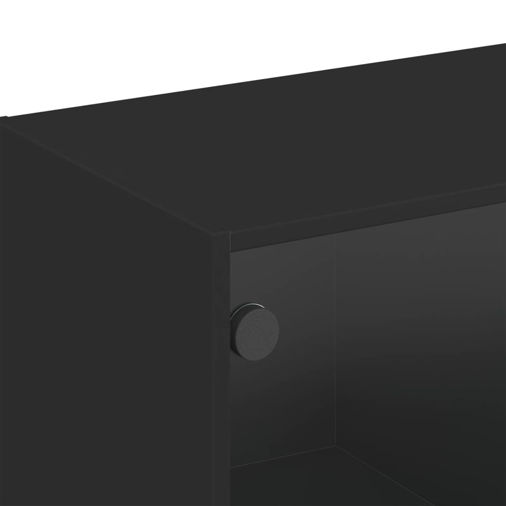 vidaXL Armário de parede c/ portas de vidro 102x37x35 cm preto