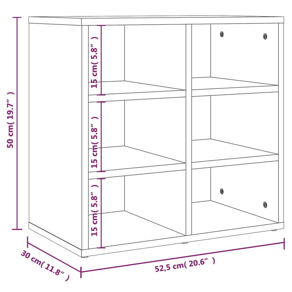 vidaXL Sapateira 52,5x30x50 cm sonoma cinzento