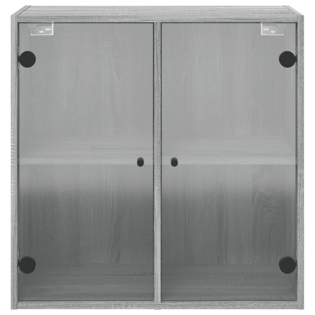 vidaXL Armário de parede c/ portas de vidro 68x37x68,5 cm cinza sonoma