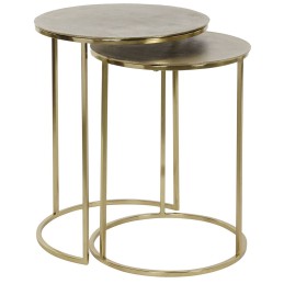 Conjunto de 2 mesas DKD Home Decor Dourado Metal Alumínio 46 x 46 x 58 cm