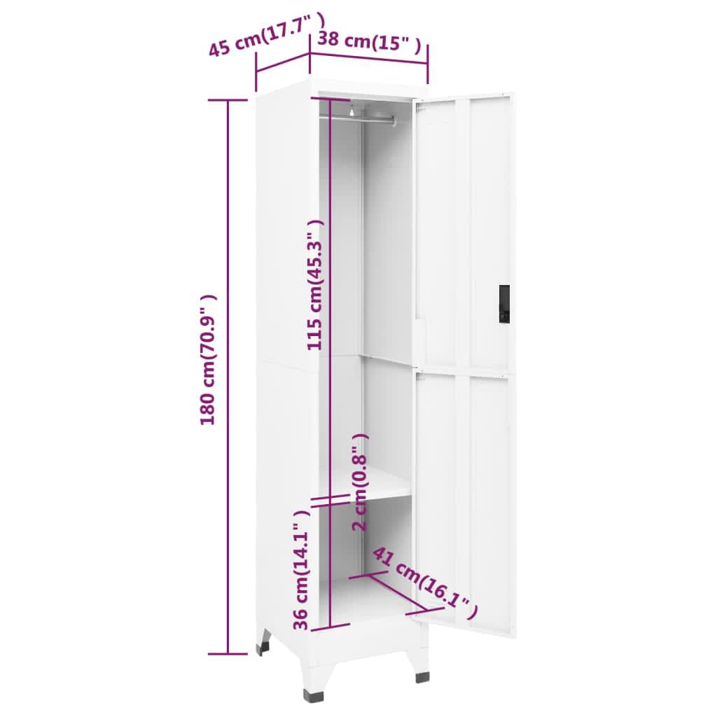 vidaXL Cacifo 38x45x180 cm aço branco