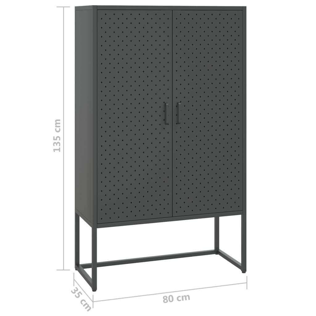 vidaXL Aparador alto 80x35x135 cm aço antracite