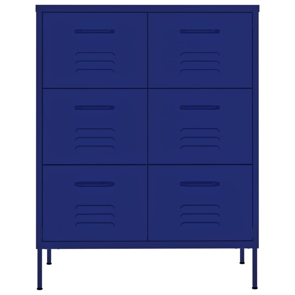 vidaXL Armário com gavetas aço 80x35x101,5 cm azul-marinho