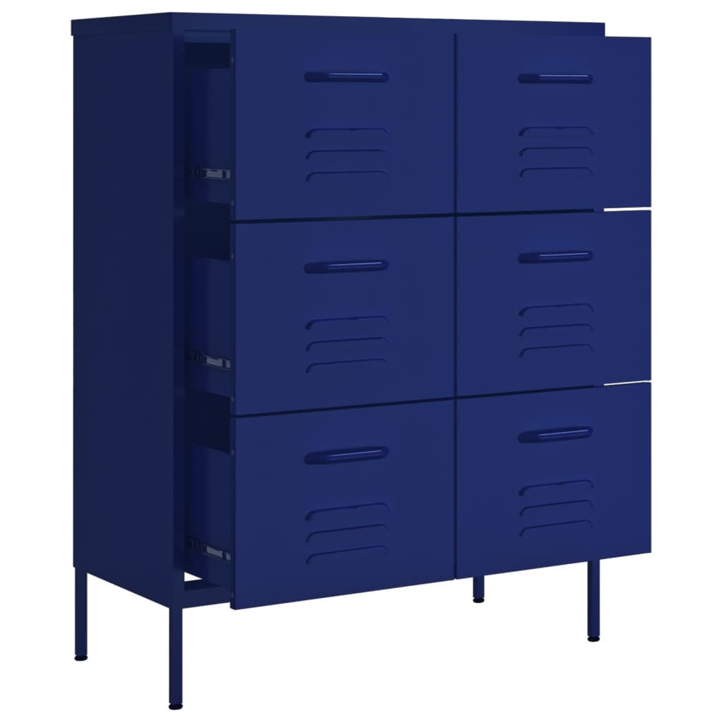 vidaXL Armário com gavetas aço 80x35x101,5 cm azul-marinho