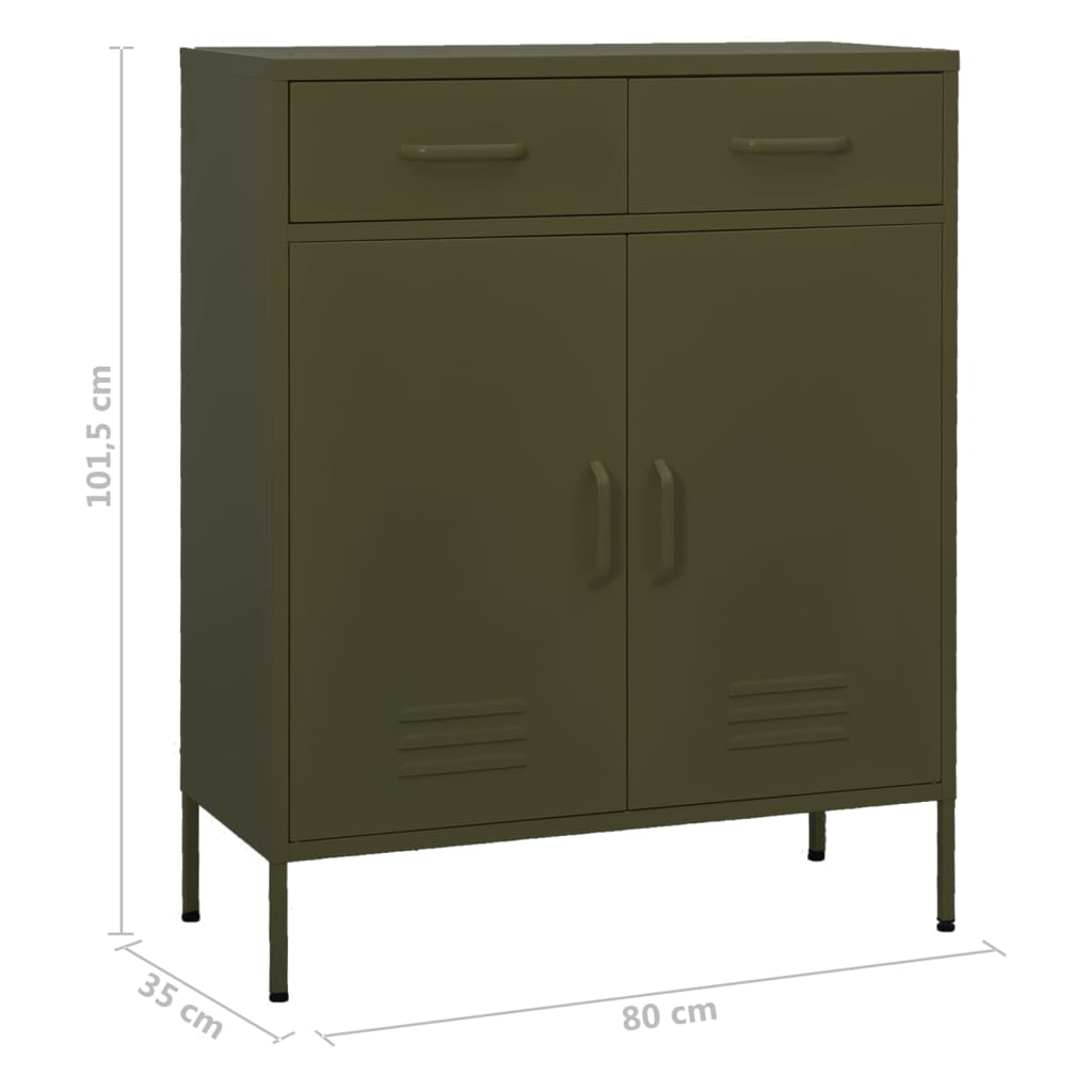 vidaXL Armário de arrumação aço 80x35x101,5 cm verde-azeitona