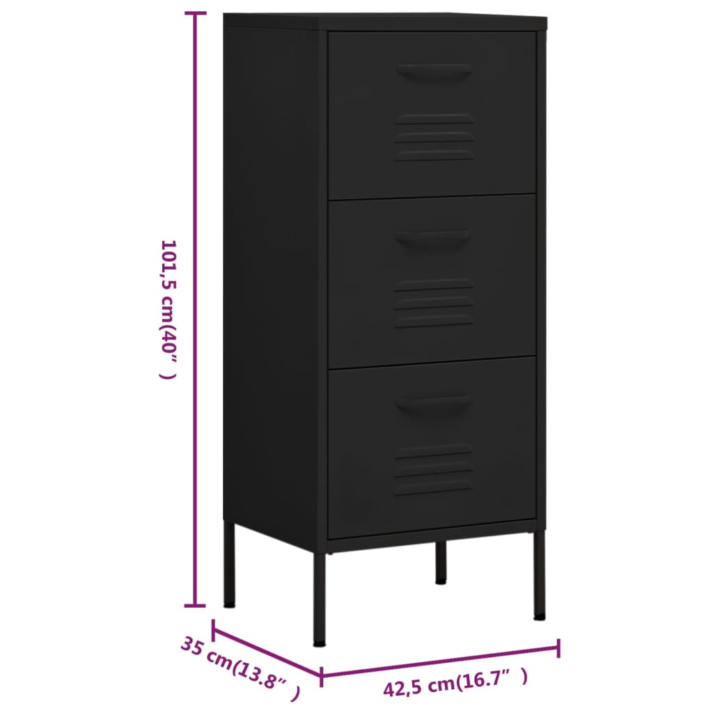 vidaXL Armário de arrumação aço 42,5x35x101,5 cm preto