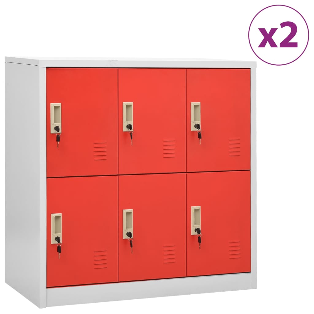 vidaXL Cacifos 2 pcs 90x45x92,5 cm aço cinzento-claro e vermelho