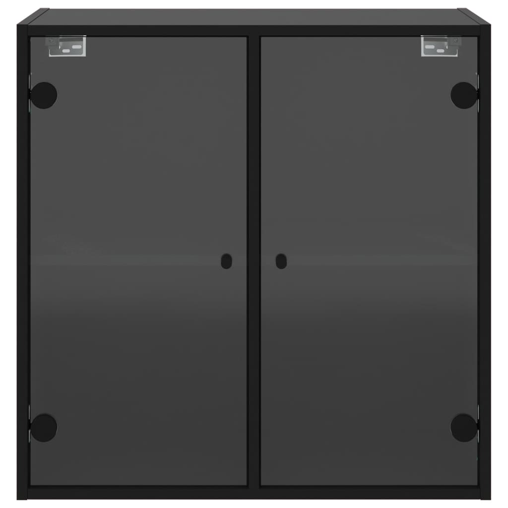 vidaXL Armário de parede c/ portas de vidro 68x37x68,5 cm preto