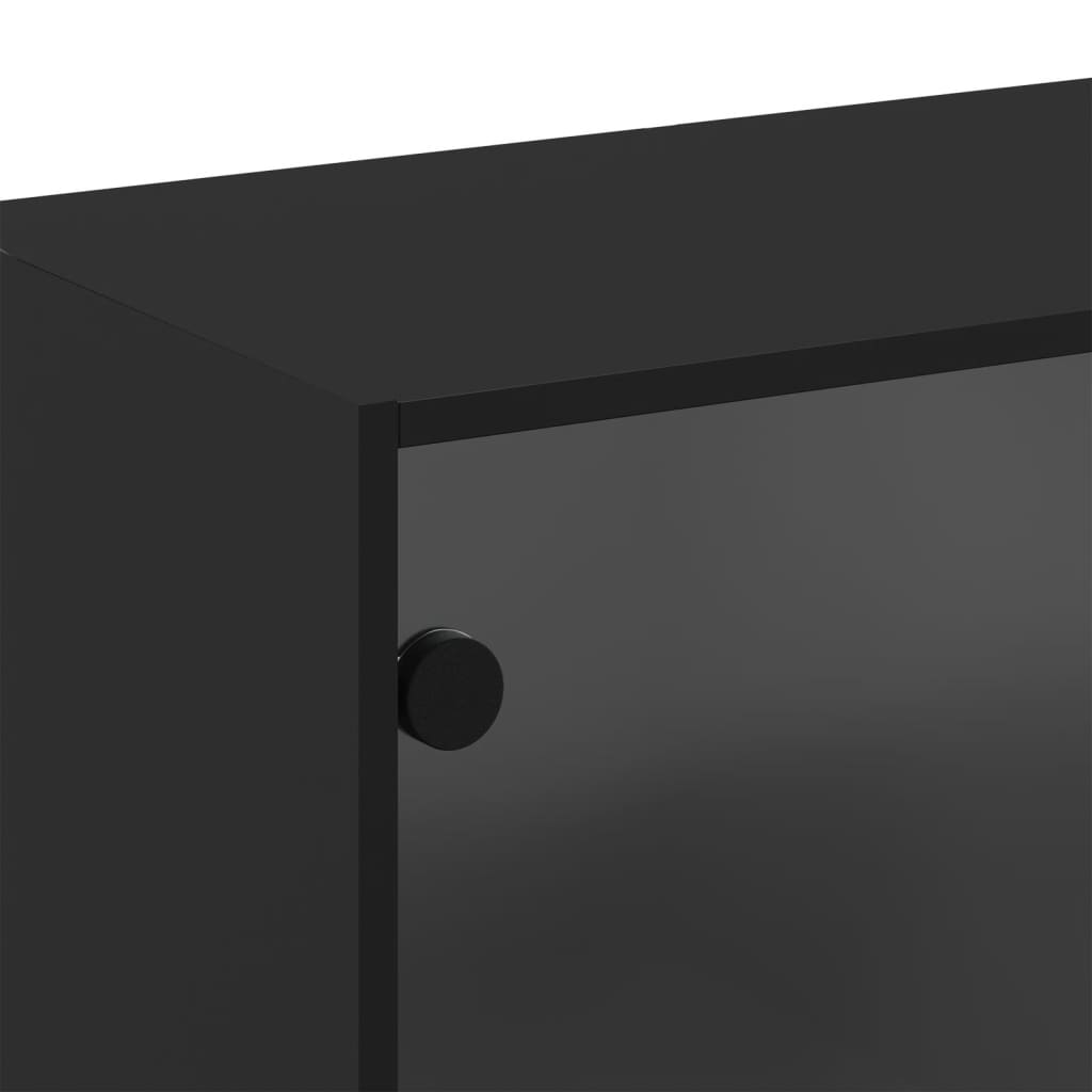 vidaXL Armário de parede c/ portas de vidro 68x37x68,5 cm preto