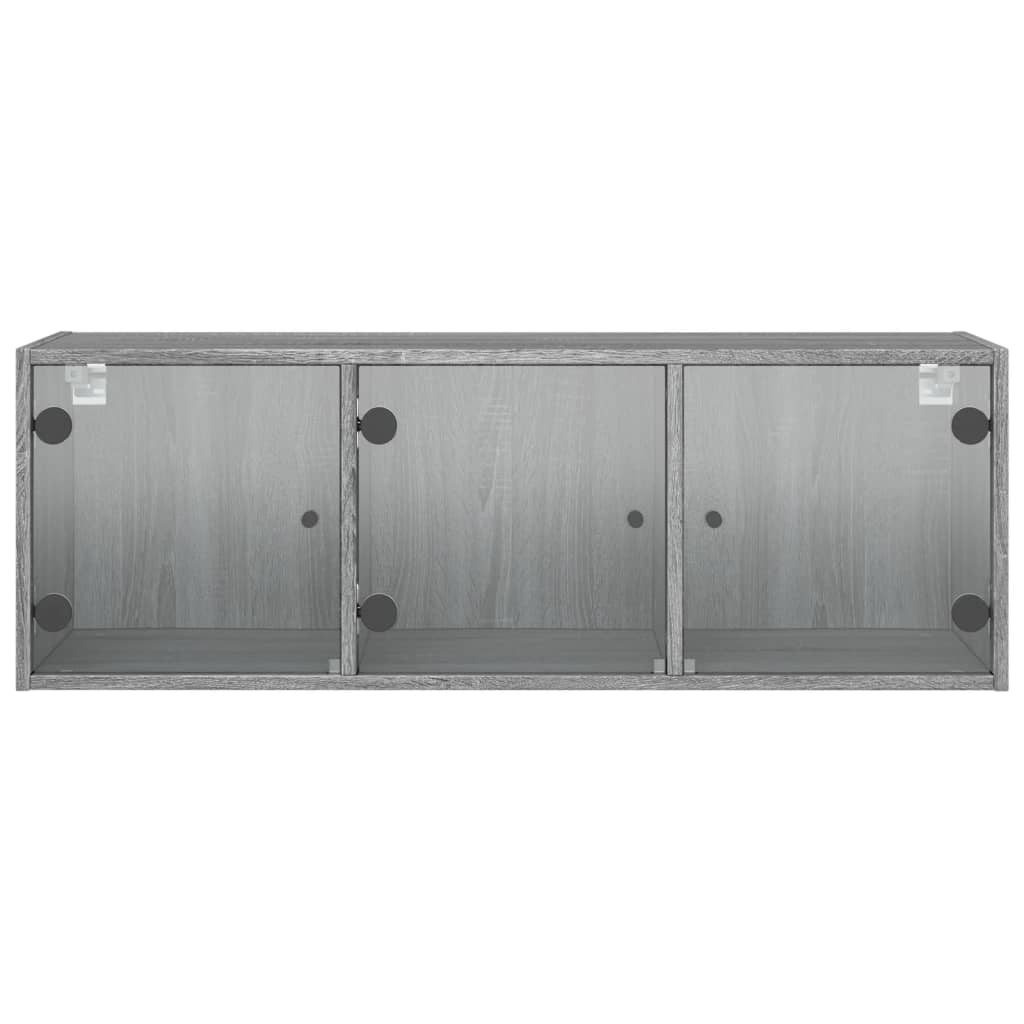 vidaXL Armário de parede c/ portas de vidro 102x37x35 cm cinza sonoma