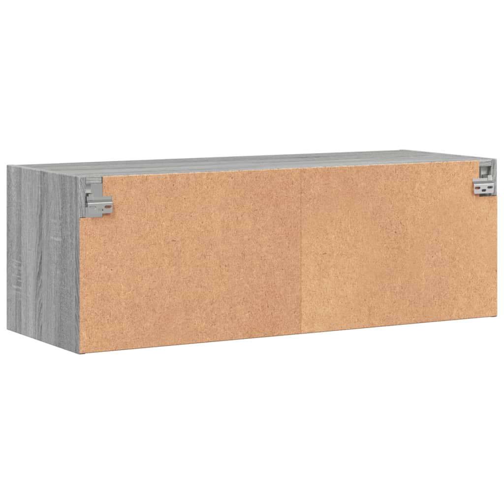 vidaXL Armário de parede c/ portas de vidro 102x37x35 cm cinza sonoma