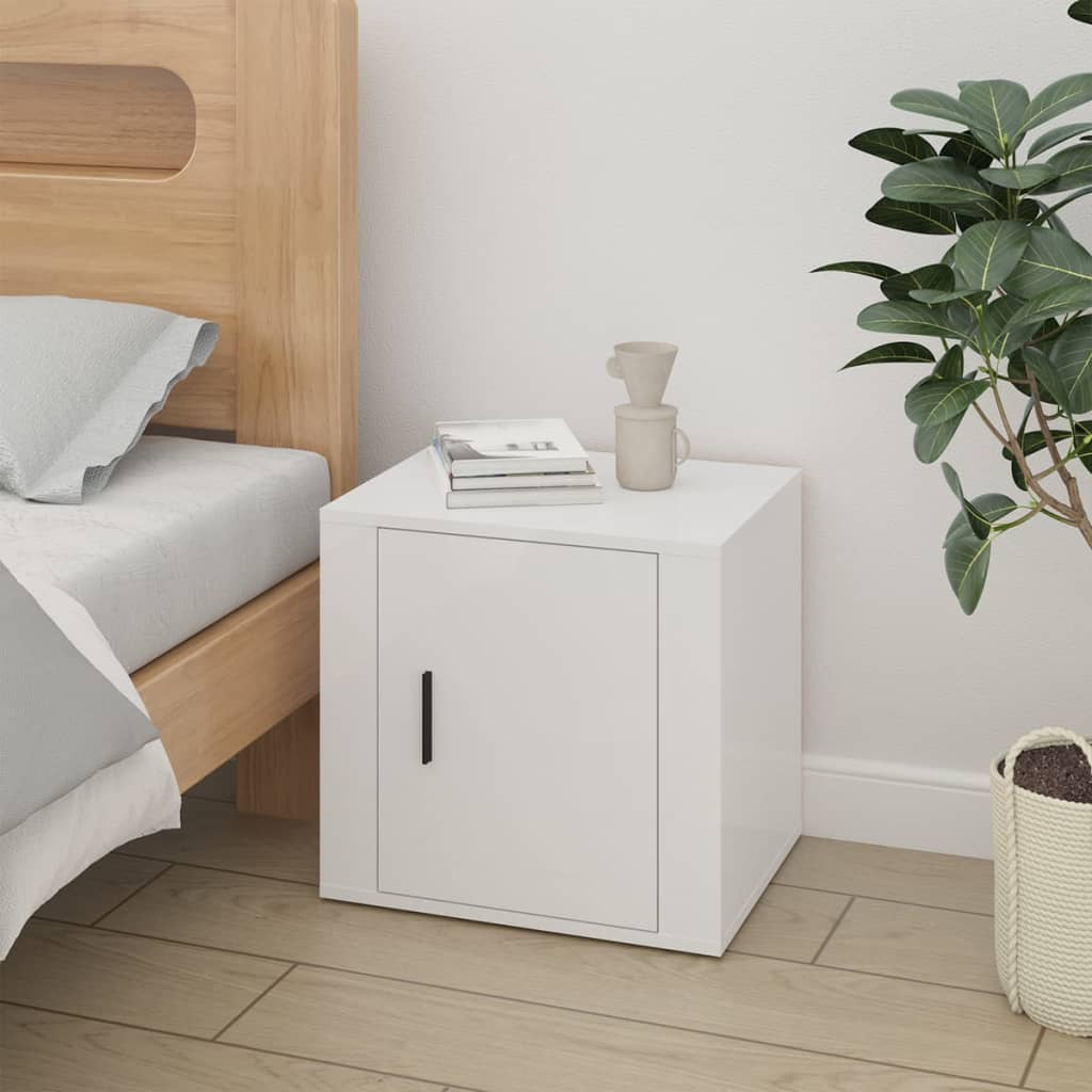 vidaXL Mesa de cabeceira 50x39x47 cm branco brilhante