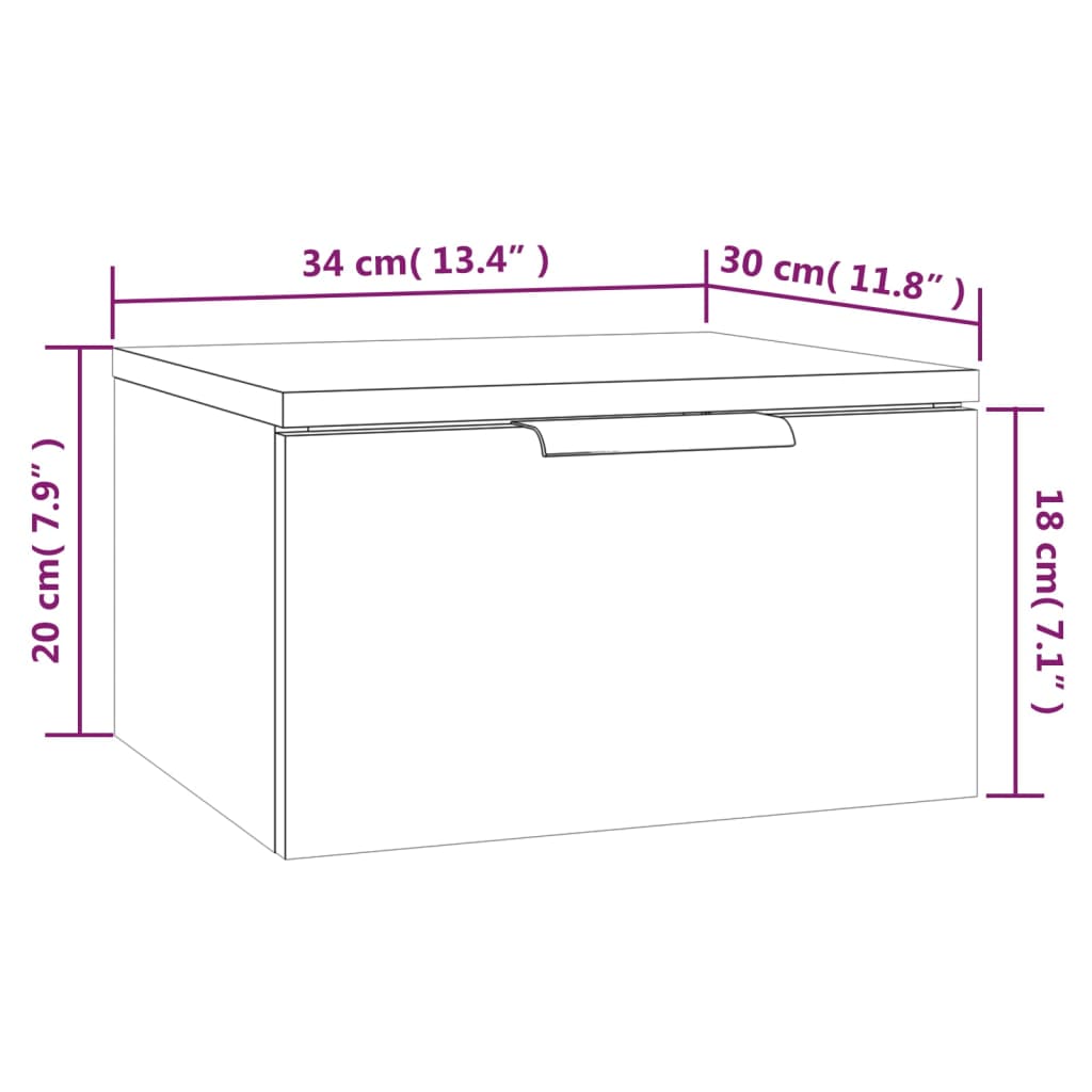 vidaXL Mesa de cabeceira montagem na parede 34x30x20 cm cor sonoma