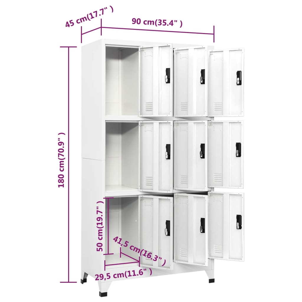 vidaXL Cacifo aço 90x45x180 cm branco