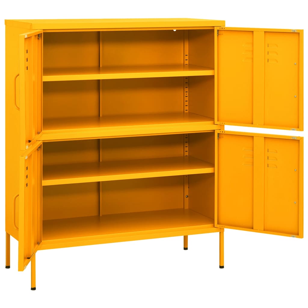 vidaXL Armário de arrumação aço 80x35x101,5 cm amarelo mostarda