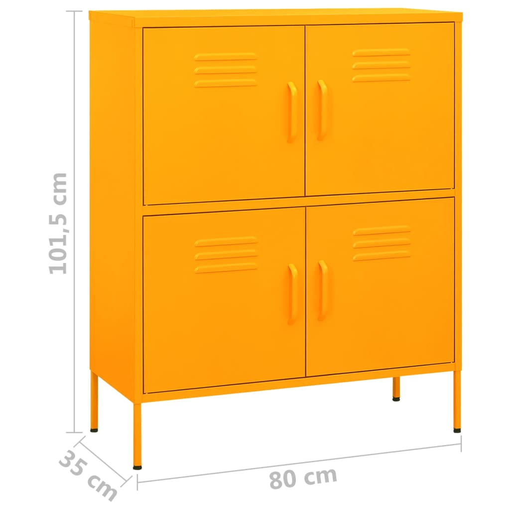 vidaXL Armário de arrumação aço 80x35x101,5 cm amarelo mostarda