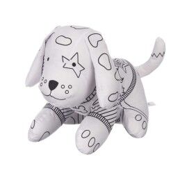 Pincello|Peluche para colorir Pincello ST341 Branco Preto Tecido 13 x 14 x 20 cm Cão (8 Unidades)