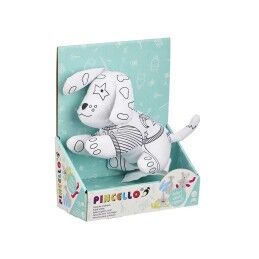 Pincello|Peluche para colorir Pincello ST341 Branco Preto Tecido 13 x 14 x 20 cm Cão (8 Unidades)