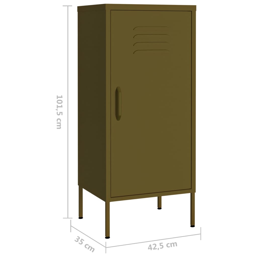 vidaXL Armário de arrumação aço 42,5x35x101,5 cm verde-azeitona