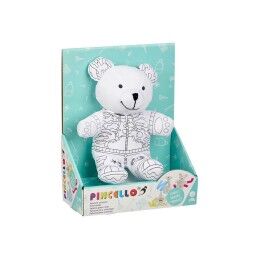 Pincello|Peluche para colorir Pincello ST339 Branco Preto Tecido 17 x 21 x 12 cm Urso (8 Unidades)