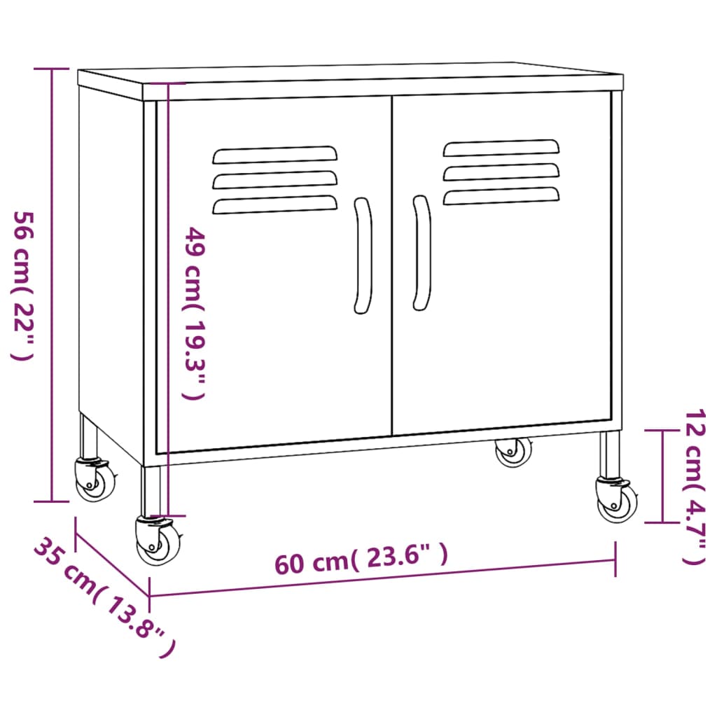 vidaXL Armário de arrumação aço 60x35x56 cm rosa