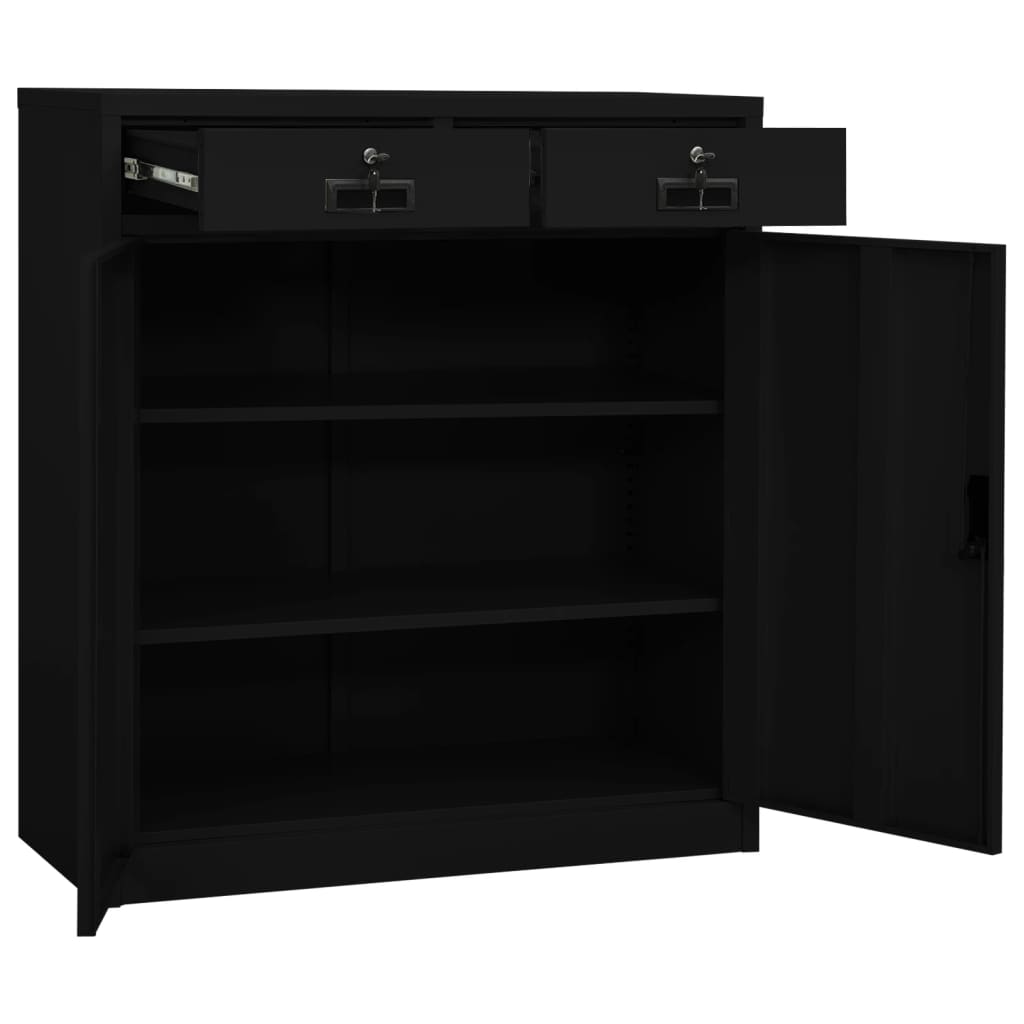 vidaXL Armário de escritório 90x40x102 cm aço preto