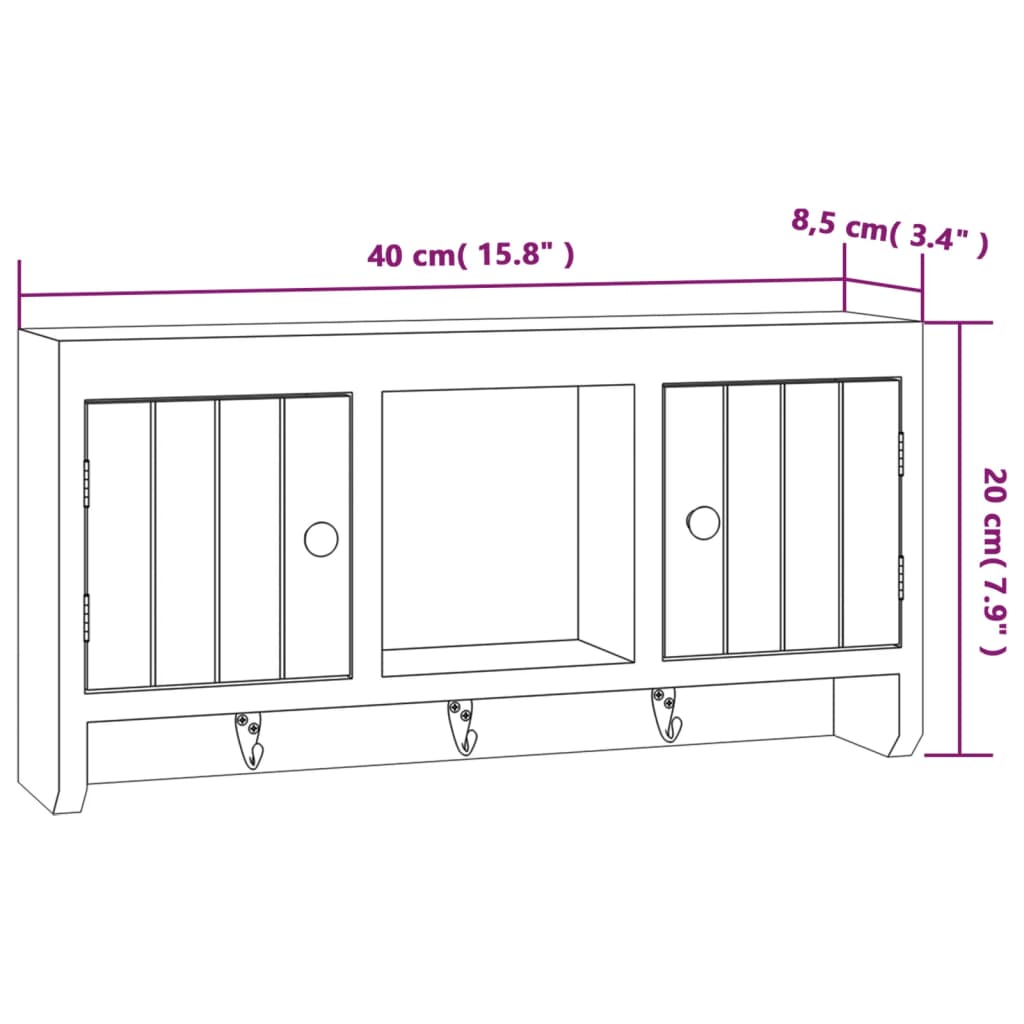 vidaXL Armário de chaves 40x8,5x20 cm derivados de madeira/aço branco